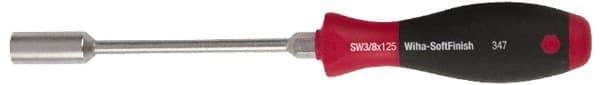 Wiha - 3/16" Solid Shaft Heavy-Duty Nutdriver - Cushion Grip Handle - USA Tool & Supply