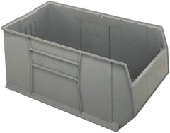 Quantum Storage - 175 Lb. Load Capacity, 41-7/8" Deep, Gray Polypropylene Hopper Stacking Bin - 17-1/2" High x 23-7/8" Wide x 41-7/8" Long - USA Tool & Supply