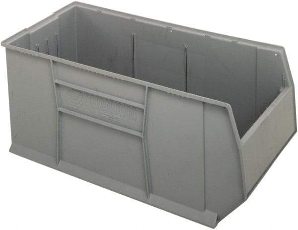Quantum Storage - 175 Lb. Load Capacity, 41-7/8" Deep, Gray Polypropylene Hopper Stacking Bin - 17-1/2" High x 19-7/8" Wide x 41-7/8" Long - USA Tool & Supply