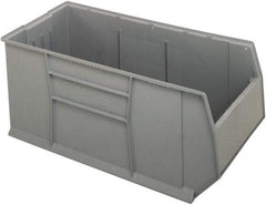 Quantum Storage - 175 Lb. Load Capacity, 41-7/8" Deep, Gray Polypropylene Hopper Stacking Bin - 17-1/2" High x 19-7/8" Wide x 41-7/8" Long - USA Tool & Supply