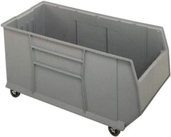 Quantum Storage - 175 Lb. Load Capacity, 41-7/8" Deep, Gray Polypropylene Hopper Stacking Bin - 17-1/2" High x 16-1/2" Wide x 41-7/8" Long - USA Tool & Supply