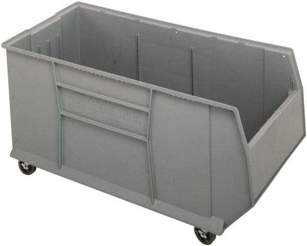 Quantum Storage - 175 Lb. Load Capacity, 41-7/8" Deep, Gray Polypropylene Hopper Stacking Bin - 17-1/2" High x 23-7/8" Wide x 41-7/8" Long - USA Tool & Supply