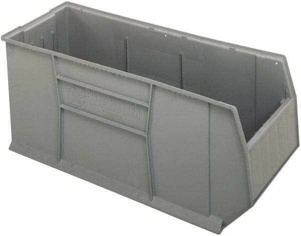 Quantum Storage - 175 Lb. Load Capacity, 41-7/8" Deep, Gray Polypropylene Hopper Stacking Bin - 17-1/2" High x 16-1/2" Wide x 41-7/8" Long - USA Tool & Supply