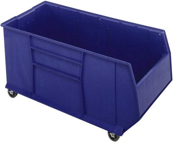 Quantum Storage - 175 Lb. Load Capacity, 41-7/8" Deep, Blue Polypropylene Hopper Stacking Bin - 17-1/2" High x 19-7/8" Wide x 41-7/8" Long - USA Tool & Supply