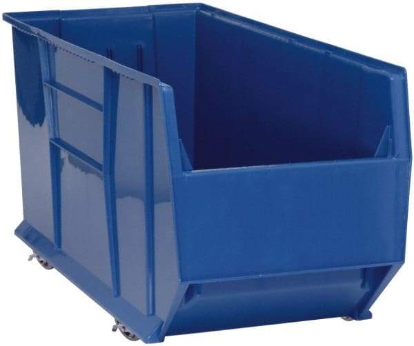 Quantum Storage - 175 Lb. Load Capacity, 41-7/8" Deep, Blue Polypropylene Hopper Stacking Bin - 17-1/2" High x 16-1/2" Wide x 41-7/8" Long - USA Tool & Supply