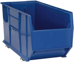 Quantum Storage - 175 Lb. Load Capacity, 41-7/8" Deep, Blue Polypropylene Hopper Stacking Bin - 17-1/2" High x 16-1/2" Wide x 41-7/8" Long - USA Tool & Supply
