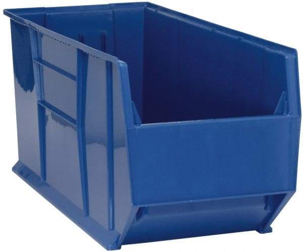 Quantum Storage - 175 Lb. Load Capacity, 41-7/8" Deep, Blue Polypropylene Hopper Stacking Bin - 17-1/2" High x 16-1/2" Wide x 41-7/8" Long - USA Tool & Supply