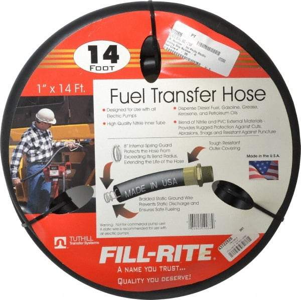 Tuthill - 1" ID x 1.45" OD x 14' OAL, NPT Petroleum Transfer Hose - -30 to 140°F - USA Tool & Supply