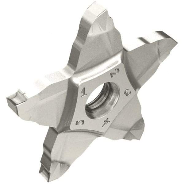 Iscar - PENTA PB IC908 Grade, 0.0787" Cutting Width, Carbide Cutoff Insert - Neutral Lead Angle, 0.008" Cnr Rad, TiAlN Coated, Other End - USA Tool & Supply