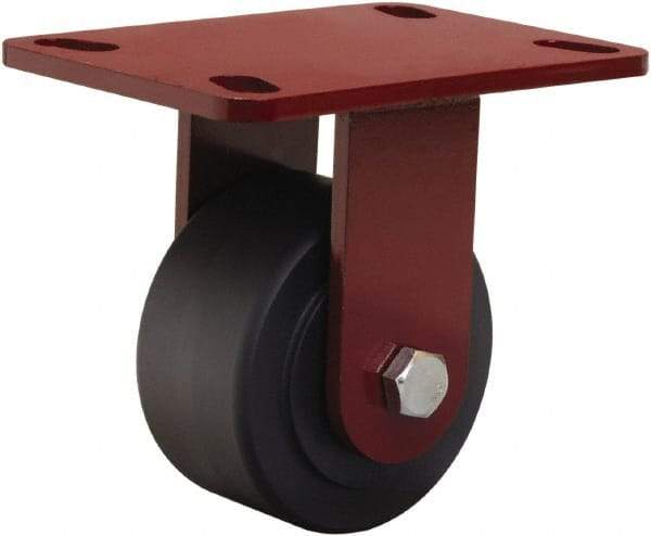 Hamilton - 4" Diam x 2" Wide x 5-5/8" OAH Top Plate Mount Rigid Caster - Nylon, 2,000 Lb Capacity, Sealed Precision Ball Bearing, 4-1/2 x 6-1/2" Plate - USA Tool & Supply