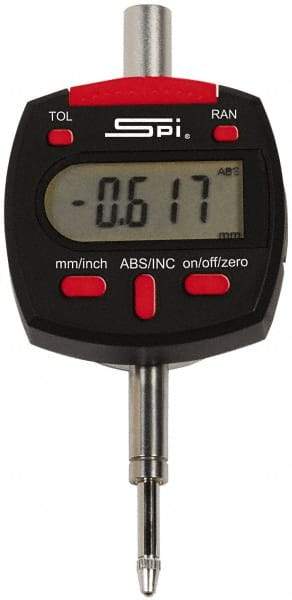 SPI - 0 to 0.5 Inch Range, 0.00005 Inch Resolution, Electronic Drop Indicator - Lithium Battery - USA Tool & Supply