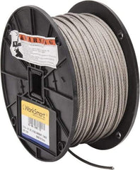 Value Collection - 500' Long, 1/8" Diam, Aircraft Cable - 1,780 Lb Breaking Strength, Material Grade 316, 7 x 19 Strand Core - USA Tool & Supply