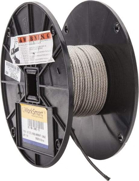 Value Collection - 100' Long, 1/8" Diam, Aircraft Cable - 1,780 Lb Breaking Strength, Material Grade 316, 7 x 19 Strand Core - USA Tool & Supply