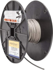 Value Collection - 50' Long, 1/8" Diam, Aircraft Cable - 1,780 Lb Breaking Strength, Material Grade 316, 7 x 19 Strand Core - USA Tool & Supply