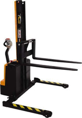 Vestil - 1,500 Lb Capacity, 64" Lift Height, Battery Powered Stacker - 1-1/2" Lowered Height, 42" Fork Length, 58-1/2" Overall Width - USA Tool & Supply