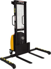 Vestil - 770 Lb Capacity, 59" Lift Height, Battery Powered Stacker - 1-9/16" Lowered Height, 30" Fork Length, 45" Overall Width - USA Tool & Supply