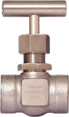 Brennan - 3/4" Pipe, Straight Needle Valve - PTFE Seal, Tube Ends, Stainless Steel Valve, 6,000 Max psi - USA Tool & Supply