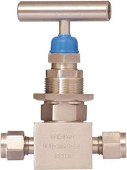 Brennan - 1/2" Pipe, Straight Needle Valve - PTFE Seal, NPT Ends, Stainless Steel Valve, 6,000 Max psi - USA Tool & Supply