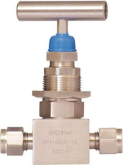 Brennan - 1/2" Pipe, Straight Needle Valve - PTFE Seal, NPT Ends, Stainless Steel Valve, 6,000 Max psi - USA Tool & Supply