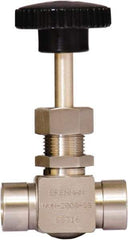 Brennan - 1/4" Pipe, Straight Needle Valve - PTFE Seal, NPT Ends, Stainless Steel Valve, 6,000 Max psi - USA Tool & Supply
