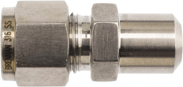 Brennan - 3/8" Tube OD x 3/8 Thread Stainless Steel Compression Tube Butt Weld Male Connector - USA Tool & Supply