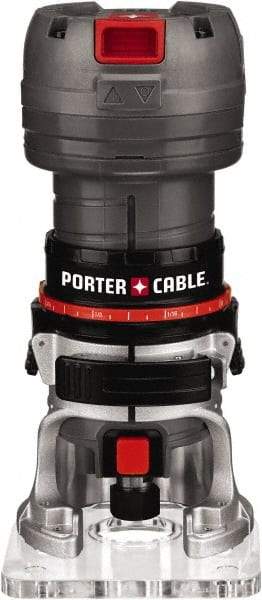 Porter-Cable - 31,000 RPM, 0.5 HP, 4.4 Amp, Laminate Trimmer Electric Router - 120 Volts, 1/4 Inch Collet - USA Tool & Supply