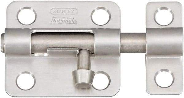 National Mfg. - 2-1/2" Long, 1-1/2" Wide Barrel Bolts - Stainless Steel - USA Tool & Supply
