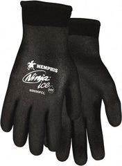 MCR Safety - Size 2XL Work Gloves - Knit Wrist Cuff, Black Polymer, Shell, White Logo, Hem, Paired - USA Tool & Supply