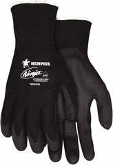 MCR Safety - Size L, ANSI Puncture Lvl 2, Abrasion Lvl 3, Cut & Puncture Resistant Gloves - Palm Coated, Black - USA Tool & Supply