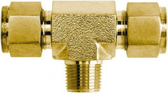 Brennan - 1/4" Tube OD x 1/4 Thread Brass Compression Tube Male Branch Tee - USA Tool & Supply