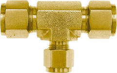 Brennan - 1/8" Tube OD Brass Compression Tube Union Tee - USA Tool & Supply