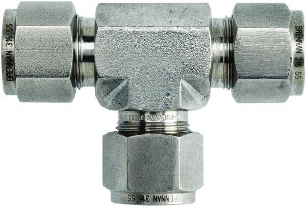 Brennan - 1/2" OD, Stainless Steel Union Tee - Comp x Comp x Comp Ends - USA Tool & Supply