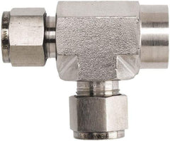 Brennan - 1/2" OD, Stainless Steel Female Run Tee - Comp x FNPT x Comp Ends - USA Tool & Supply