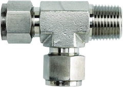 Brennan - 1/2" OD, Stainless Steel Male Run Tee - Comp x MNPT x Comp Ends - USA Tool & Supply