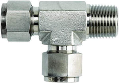 Brennan - 1/2" OD, Stainless Steel Male Run Tee - Comp x MNPT x Comp Ends - USA Tool & Supply