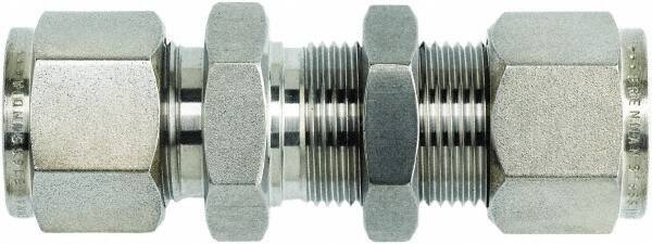 Brennan - 1/2" OD, Stainless Steel Bulkhead Union - Comp x Comp Ends - USA Tool & Supply