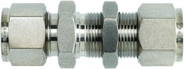 Brennan - 1/2" OD, Stainless Steel Bulkhead Union - Comp x Comp Ends - USA Tool & Supply