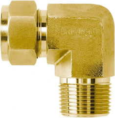 Brennan - 1/2" Tube OD x 1/2 Thread Brass Compression Tube Male Elbow - USA Tool & Supply