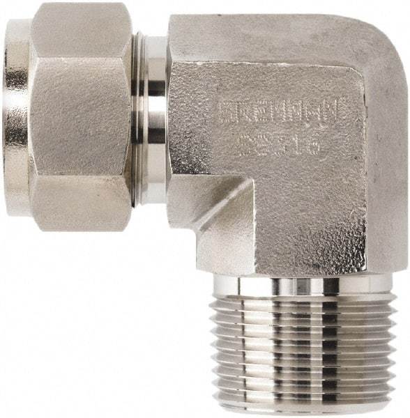 Brennan - 1/2" OD, Stainless Steel Male Elbow - MNPT Ends - USA Tool & Supply