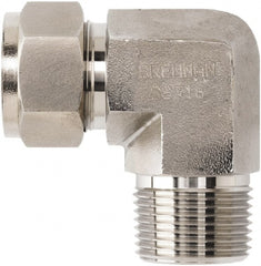 Brennan - 1/8" Tube OD x 1/8 Thread Stainless Steel Compression Tube Male Elbow - USA Tool & Supply