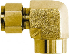 Brennan - 3/8" Tube OD x 3/8 Thread Brass Compression Tube Female Elbow - USA Tool & Supply