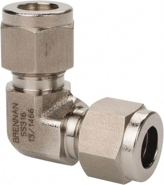 Brennan - 1/2" OD, Stainless Steel Union Elbow - Comp x Comp Ends - USA Tool & Supply