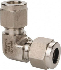 Brennan - 1/2" OD, Stainless Steel Union Elbow - Comp x Comp Ends - USA Tool & Supply