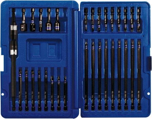 Irwin - 34 Piece, Screwdriver Insert Bit Set - #1 to #4 Phillips, T10 to T40 Torx - USA Tool & Supply