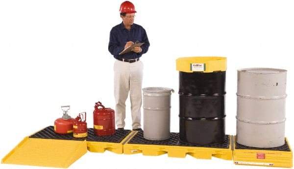 UltraTech - 121 Gal Sump, 7,500 Lb Capacity, 5 Drum, Polyethylene Spill Deck or Pallet - 129-3/4" Long x 5-3/4" Wide x 26" High, Low Profile, Inline Drum Configuration - USA Tool & Supply