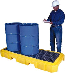 UltraTech - 66 Gal Sump, 4,500 Lb Capacity, 3 Drum, Polyethylene Spill Deck or Pallet - 76" Long x 27" Wide x 9" High, Liftable Fork, Drain Included, Low Profile, Inline Drum Configuration - USA Tool & Supply