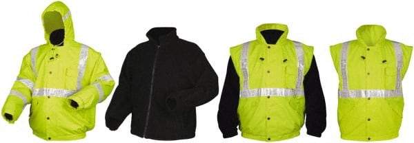 MCR Safety - Size XL, Lime, Rain, Cold Weather Rain Jacket - 3 Pockets, Rollaway Hood - USA Tool & Supply