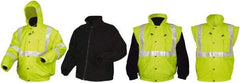 MCR Safety - Size 2XL, Lime, Rain, Cold Weather Rain Jacket - 3 Pockets, Rollaway Hood - USA Tool & Supply