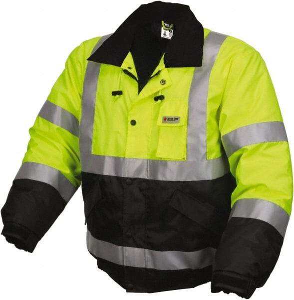 MCR Safety - Size 4XL, Lime, Rain, Cold Weather Rain Jacket - 3 Pockets, Rollaway Hood - USA Tool & Supply