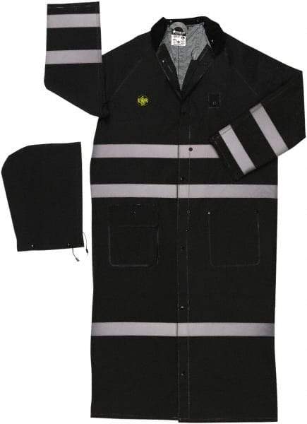MCR Safety - Size 4XL, Black, Rain Jacket - 2 Pockets, Attached Hood - USA Tool & Supply